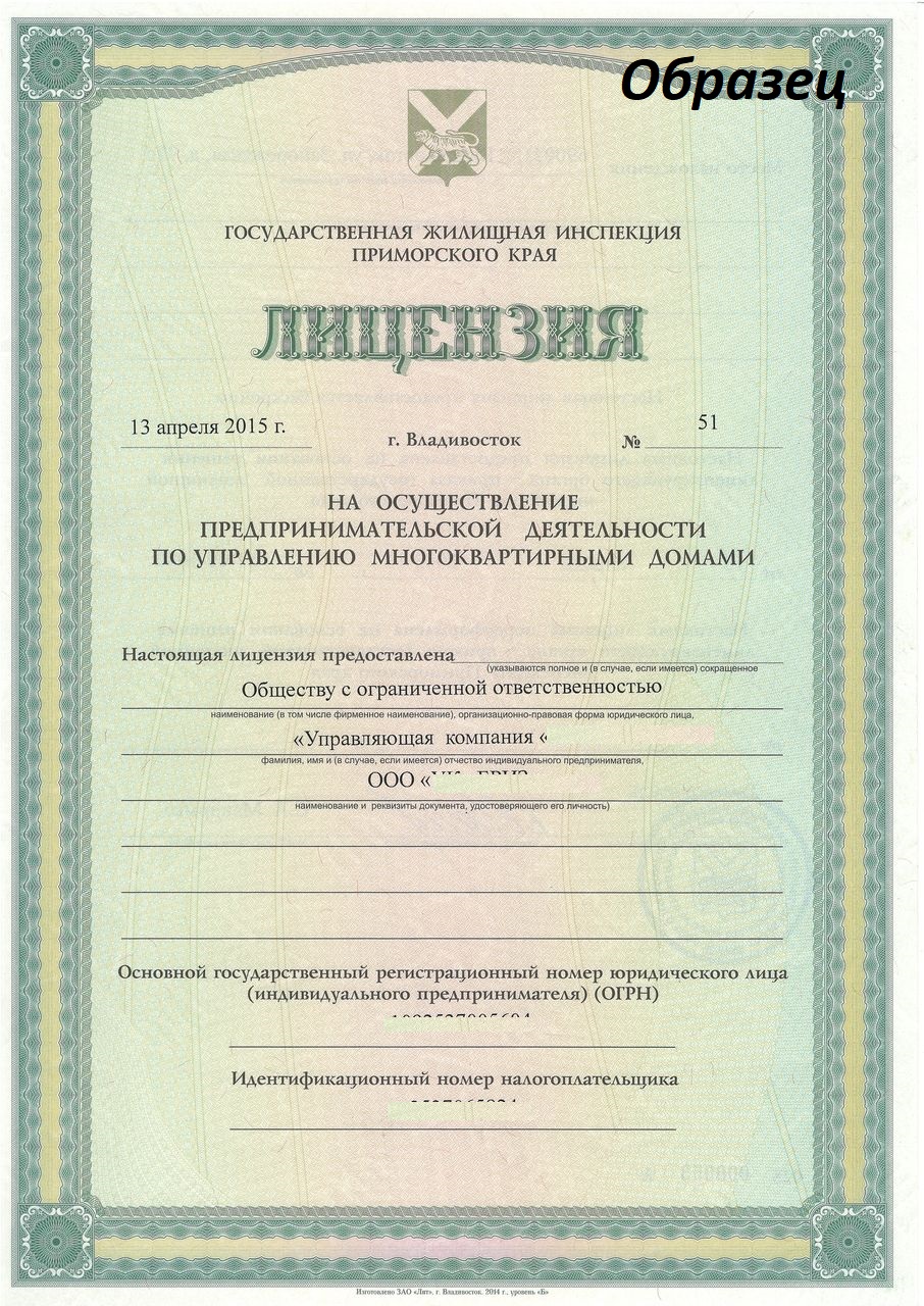 Лицензия на право деятельности образец